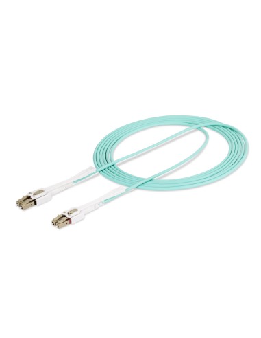 Cable de Fibra Óptica Multimodo LC a LC (UPC) OM4 de 3m - con Pestillos - 50/125µm - Redes de 100G - Resistente a los Dobleces 